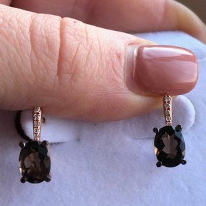 Effy 14k Rose Gold Smokey Quartz and Diamond Earrings